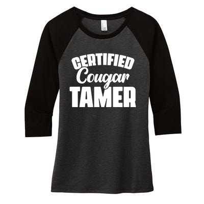 Certified Cougar Tamer Hunter Slayer Wild Cat Cougars Women's Tri-Blend 3/4-Sleeve Raglan Shirt