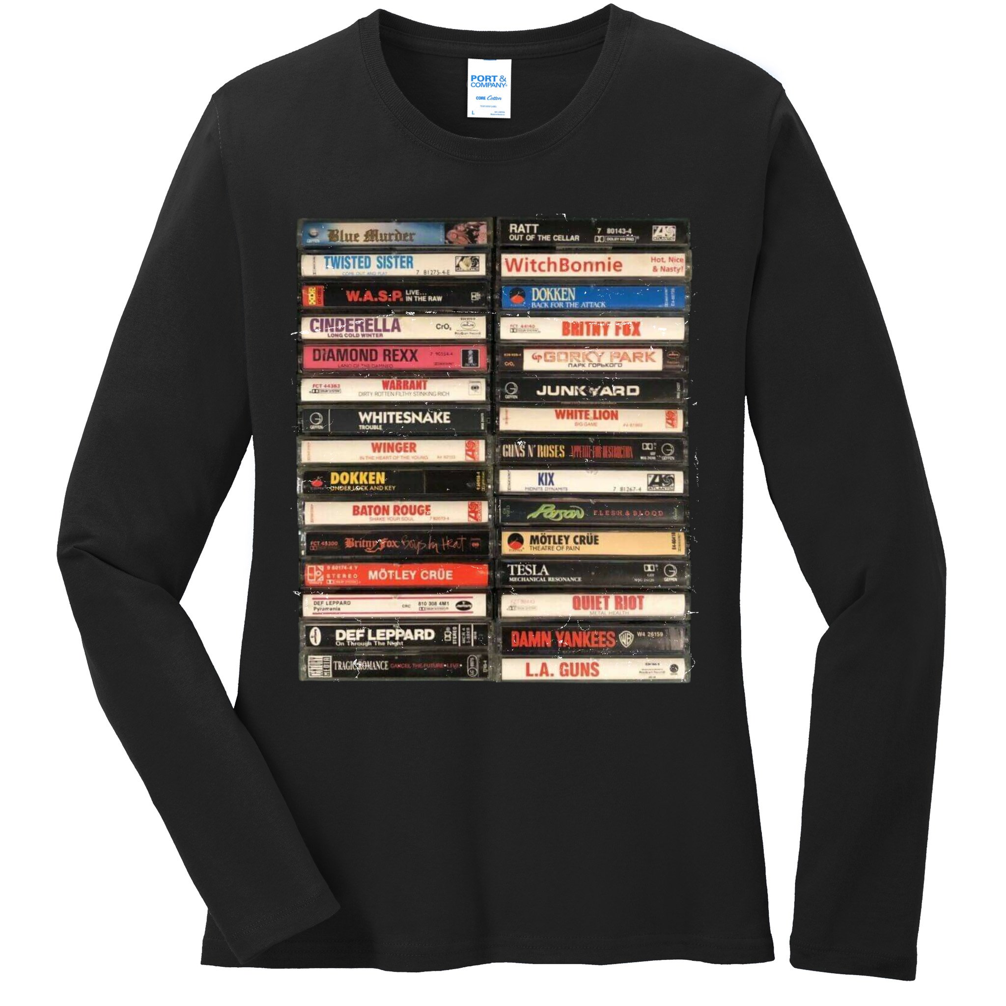 Classic Cassette Tape 1970s 1980s 1990s Ladies Long Sleeve Shirt