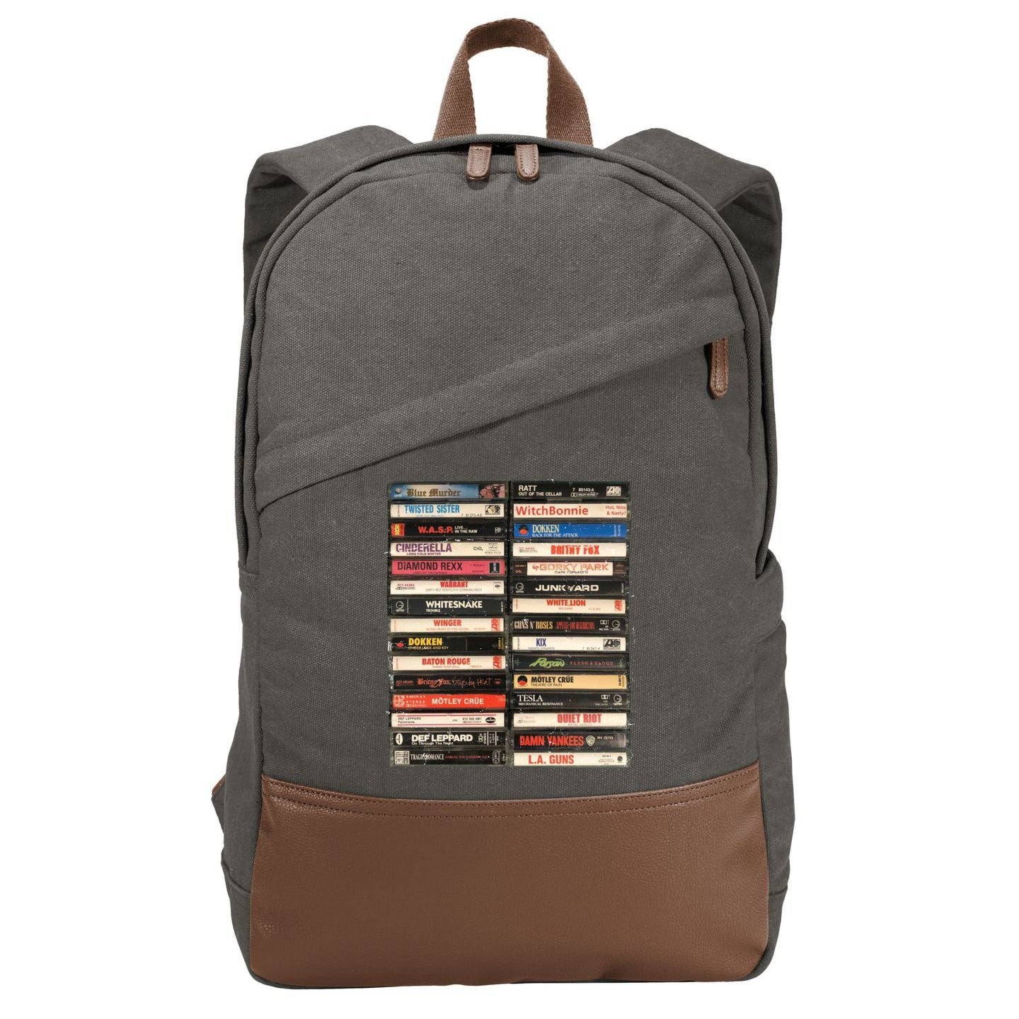 Classic Cassette Tape 1970s 1980s 1990s Cotton Canvas Backpack