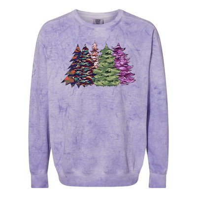 Camo Christmas Tree Print Military Gift Colorblast Crewneck Sweatshirt