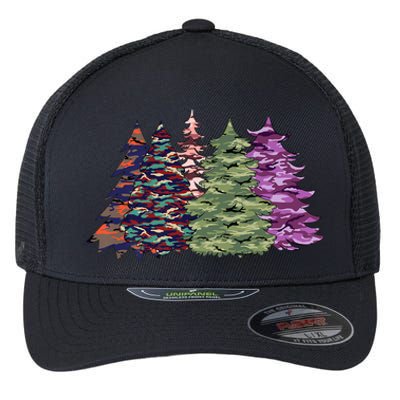 Camo Christmas Tree Print Military Gift Flexfit Unipanel Trucker Cap