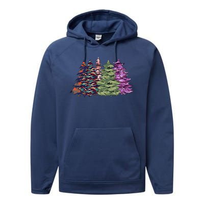 Camo Christmas Tree Print Military Gift Performance Fleece Hoodie