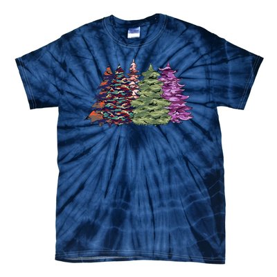 Camo Christmas Tree Print Military Gift Tie-Dye T-Shirt