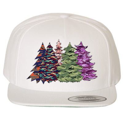 Camo Christmas Tree Print Military Gift Wool Snapback Cap