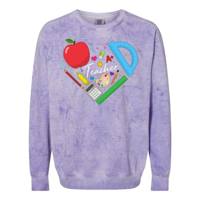 Cute Cool Teacher School Tools Heart Colorblast Crewneck Sweatshirt