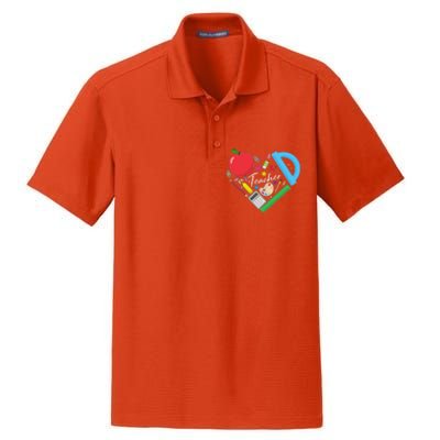 Cute Cool Teacher School Tools Heart Dry Zone Grid Polo