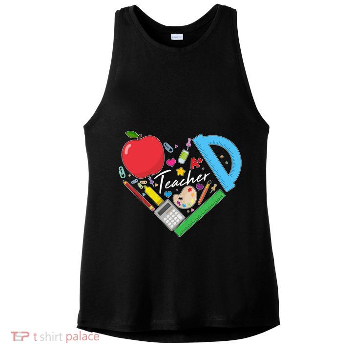 Cute Cool Teacher School Tools Heart Ladies PosiCharge Tri-Blend Wicking Tank