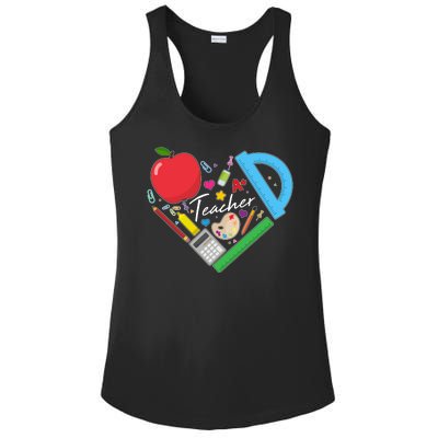 Cute Cool Teacher School Tools Heart Ladies PosiCharge Competitor Racerback Tank