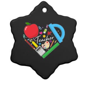 Cute Cool Teacher School Tools Heart Ceramic Star Ornament