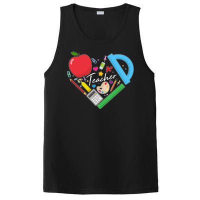 Cute Cool Teacher School Tools Heart PosiCharge Competitor Tank