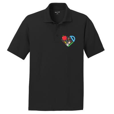 Cute Cool Teacher School Tools Heart PosiCharge RacerMesh Polo