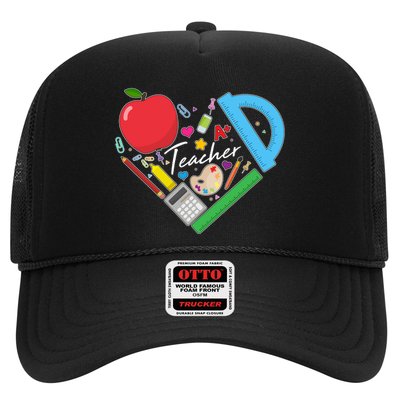 Cute Cool Teacher School Tools Heart Trucker Hat