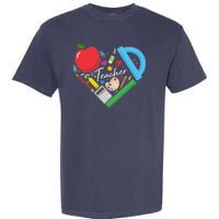 Cute Cool Teacher School Tools Heart Garment-Dyed Heavyweight T-Shirt