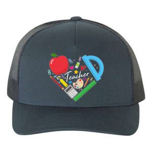 Cute Cool Teacher School Tools Heart Yupoong Adult 5-Panel Trucker Hat