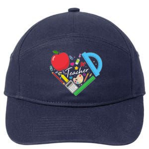 Cute Cool Teacher School Tools Heart 7-Panel Snapback Hat