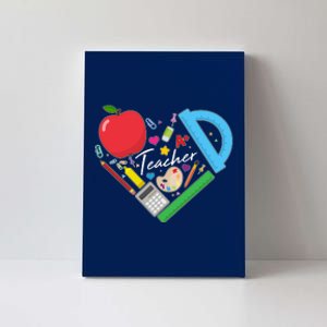 Cute Cool Teacher School Tools Heart Canvas