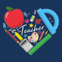 Cute Cool Teacher School Tools Heart Bucket Hat