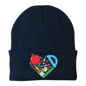 Cute Cool Teacher School Tools Heart Knit Cap Winter Beanie