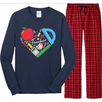 Cute Cool Teacher School Tools Heart Long Sleeve Pajama Set