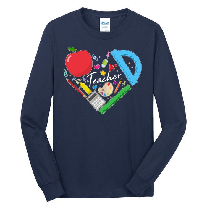 Cute Cool Teacher School Tools Heart Tall Long Sleeve T-Shirt