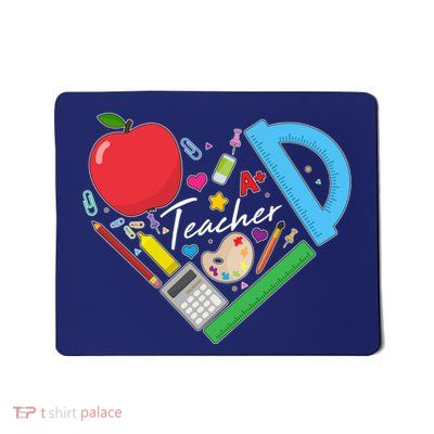 Cute Cool Teacher School Tools Heart Mousepad