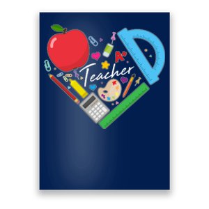 Cute Cool Teacher School Tools Heart Poster