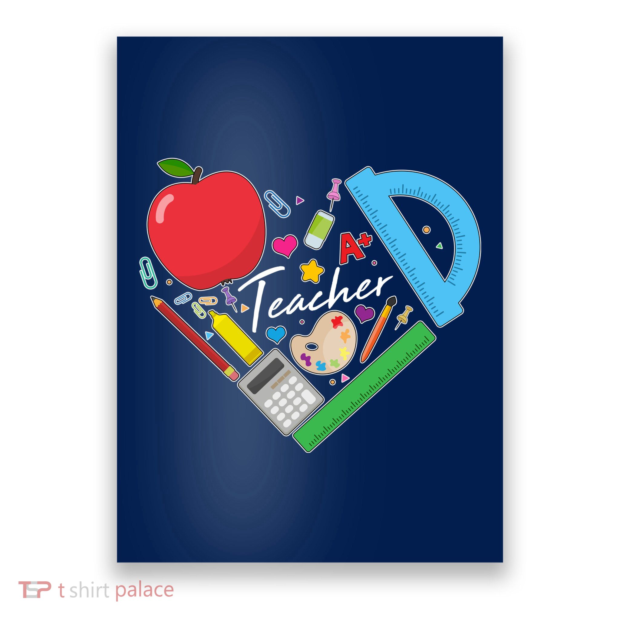 Cute Cool Teacher School Tools Heart Poster