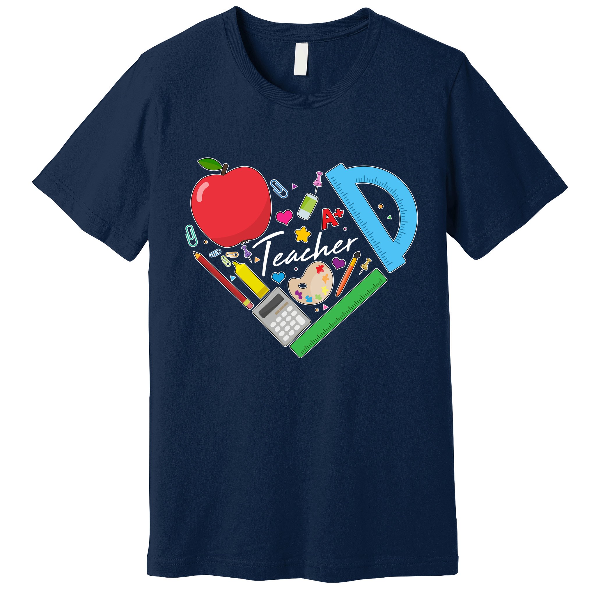 Cute Cool Teacher School Tools Heart Premium T-Shirt