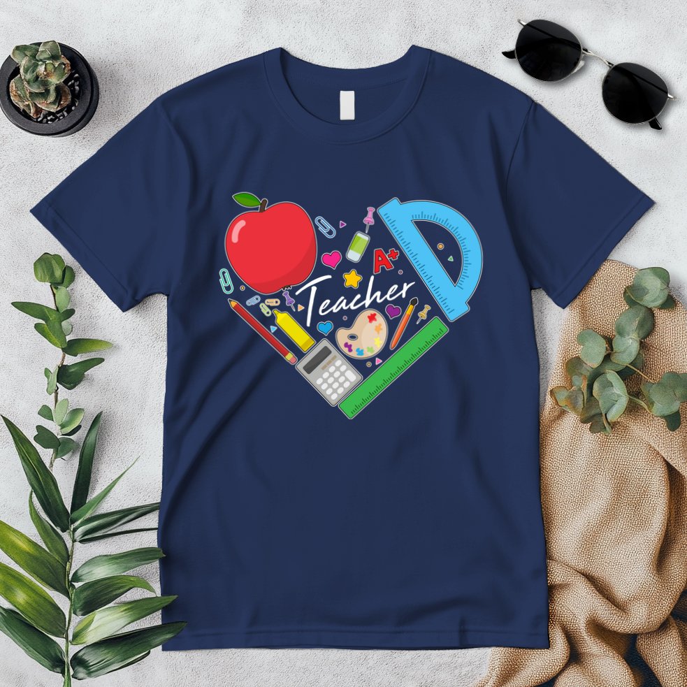 Cute Cool Teacher School Tools Heart Premium T-Shirt