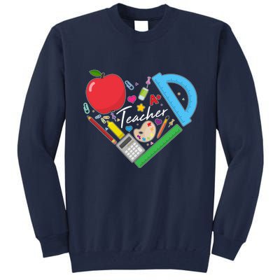 Cute Cool Teacher School Tools Heart Tall Sweatshirt