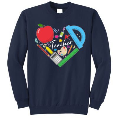 Cute Cool Teacher School Tools Heart Tall Sweatshirt