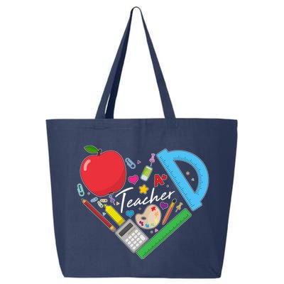 Cute Cool Teacher School Tools Heart 25L Jumbo Tote