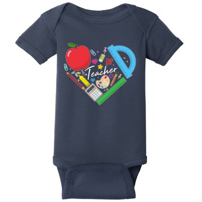Cute Cool Teacher School Tools Heart Baby Bodysuit