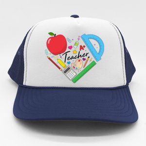 Cute Cool Teacher School Tools Heart Trucker Hat