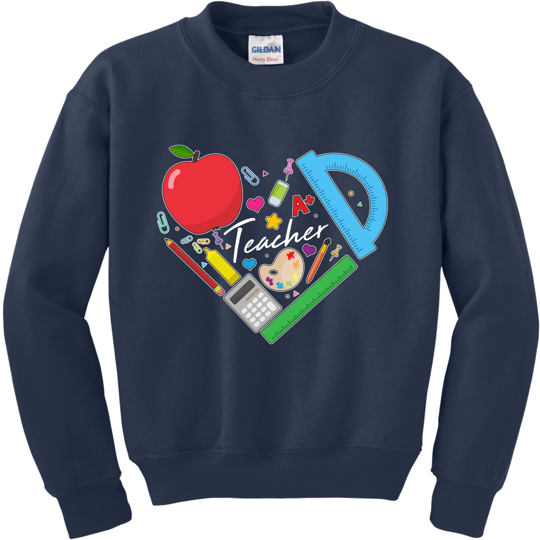 Cute Cool Teacher School Tools Heart Kids Sweatshirt