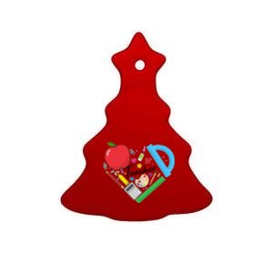 Cute Cool Teacher School Tools Heart Ceramic Tree Ornament