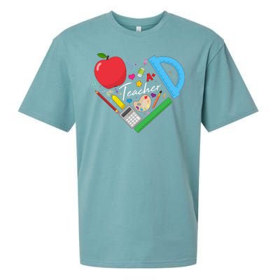 Cute Cool Teacher School Tools Heart Sueded Cloud Jersey T-Shirt