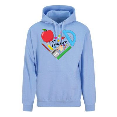 Cute Cool Teacher School Tools Heart Unisex Surf Hoodie