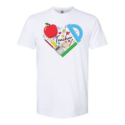 Cute Cool Teacher School Tools Heart Softstyle® CVC T-Shirt