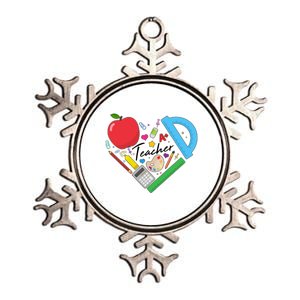 Cute Cool Teacher School Tools Heart Metallic Star Ornament