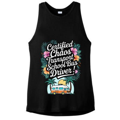 Certified Chaos Transport School Bus Driver DAD Teacher Ladies PosiCharge Tri-Blend Wicking Tank