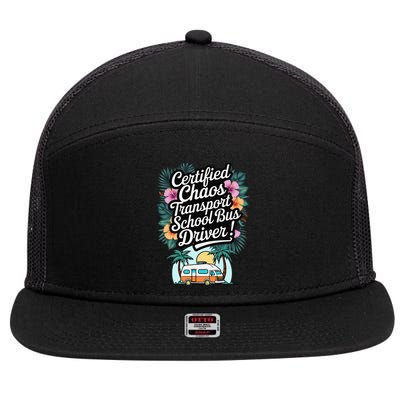 Certified Chaos Transport School Bus Driver DAD Teacher 7 Panel Mesh Trucker Snapback Hat