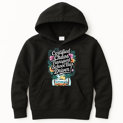 Certified Chaos Transport School Bus Driver DAD Teacher Kids Hoodie