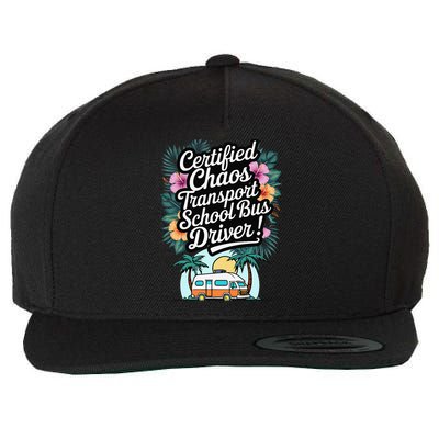 Certified Chaos Transport School Bus Driver DAD Teacher Wool Snapback Cap