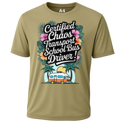Certified Chaos Transport School Bus Driver DAD Teacher Cooling Performance Crew T-Shirt