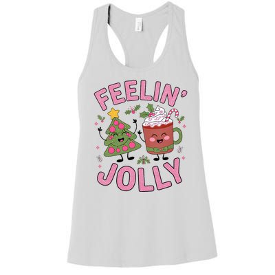 Cute Christmas Tree Hot Chocolate Feeling Jolly Funny Xmas Women's Racerback Tank