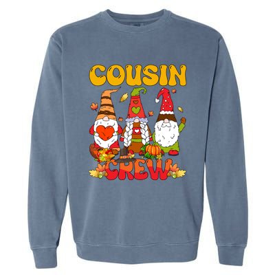 Cousin Crew Three Thanksgiving Gnomes Horror Costume Family Gift Garment-Dyed Sweatshirt