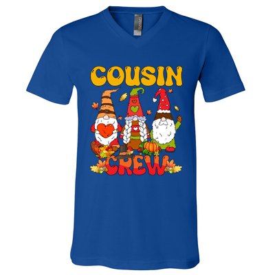 Cousin Crew Three Thanksgiving Gnomes Horror Costume Family Gift V-Neck T-Shirt