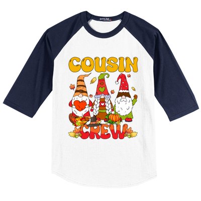 Cousin Crew Three Thanksgiving Gnomes Horror Costume Family Gift Baseball Sleeve Shirt