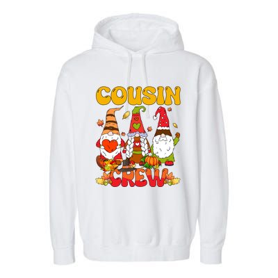 Cousin Crew Three Thanksgiving Gnomes Horror Costume Family Gift Garment-Dyed Fleece Hoodie